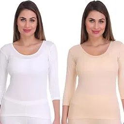 selfcare Womens Solid Polycotton Round Neck 3/4 Sleeve Innerwear Thermal Vest-picture-21