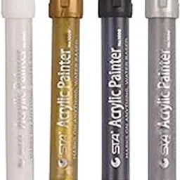 Levin THE NEXT LEVEL IN OFFICE STATIONERY Acrylic Paint Marker Pens Pack of 4 Permanent For Rocks Painting, Ceramic, Glass, Wood, Fabric, Canvas, Mugs, Diy Craft Making Supplies image 1