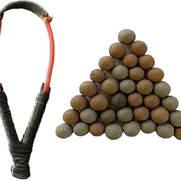 Das Departmental Store Rubber Pipe/Tube Catapult/Slingshot Black Colour for Game with 100 Ball-picture-34