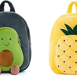blue tree Cute Boy's and Girl's Plush Bag Quality Full Embroidery Designs Mini Travel Backpack Avocado (Avocado-Pineapple)-picture-12