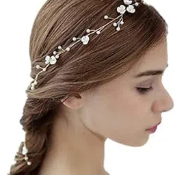 vogue hair accessories Handmade Wedding Party Bridal Fancy Hair Clip Headband Hair Accessories Wedding Tiara (50CM) (Silver)-picture-38