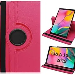 Caseous 360 Degree Rotating Stand PU Leather Safety Flip Case Cover for Samsung Galaxy Tab A 2019 (10.1" Inch) SM-T515 / T510 (Pink) image 1