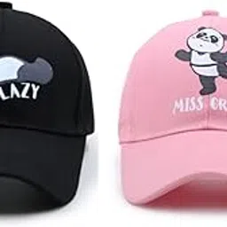 crazy era Matching Couple Baseball Caps, Mr Lazy and Miss Crazy Panda Design,-picture-55