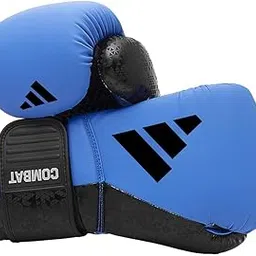 Adidas Combat 50 Boxing Gloves, Training, Sparring, Boxing Bag Workouts, for Men, Women, Kids, PU, Strap Provides Wrist Support, Hook, Punch (Bright Blue/Black, 8 oz)-picture-16
