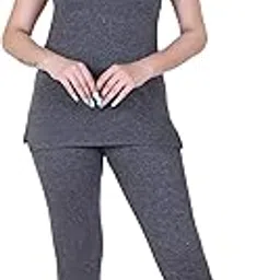 axys Womens Thermal Body Warmer Top & Bottom Set | Sleeveless Women's Scoop Neck | Ultra Soft Sleeveless Winter Inner Wear (Pack of 1) (Dark Grey, 85/S)-picture-32