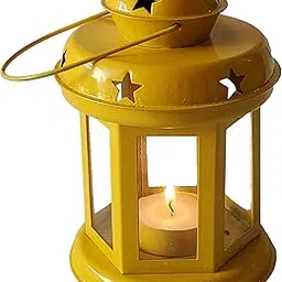 Pure Source India Decorative Lantern Lamp Hanging Light with T-Light Candle , Yellow-image-95