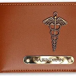 walletadda Personalized Leather Men's Customised Print Wallet with Customized Name & Your Chosen Charm| Customizable with Name&Charm| Vegan Leather | Birthday Gift for Him Gold Metal Tan-picture-19
