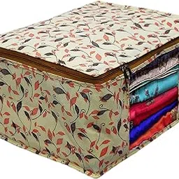 ANKIT INTERNATIONAL Garments Protect Saree cover Storage Bag with Dust Protection Front Clear window & Zip Closure for Multi-Purpose Clothing Storage Pack of 1(16 x 14 x 9 inches) AI-OR-LEAF-PK-01-picture-28