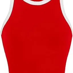 aahwan Women's Polyester Slim Fit Solid Summer Contrast Binding Crop Tank Top-picture-32