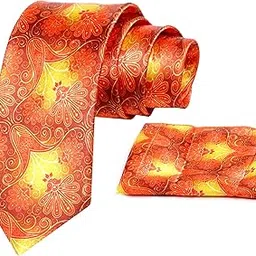 rizoro Tie for Men – Micro Silk Neck Ties Set with Cufflinks Flower Pin, Pocket Square & Black Gift Box, Combo Necktie Sets for Office Wear, Formal Suits & Weddings (0, DIGIP2PN)-picture-14