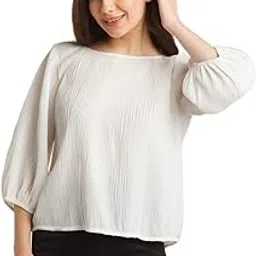 zink london Women's White Solid Pleats Top image 1