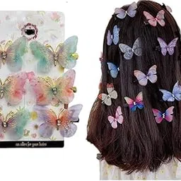 sai poorni SP 6 Pcs Glitter Butterfly Hair Clips For Teens Women Hair Accessories (Fresh Styles), Multicolor-picture-15