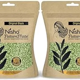 Nisha Nature Mate Henna Powder for Hair Colour, Original Black, Permanent Hair Color, Ammonia Free, 100% Grey Coverage, Herbal Hair Dye with Amla, Shikakai, Hibiscus & Aloe Vera (45g Pack of 2)-picture-45