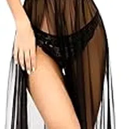 stylbase Lace Babydoll Lingerie for Women Long Sheer Dress Open Front Sleepwear | Halter Neck High Split Maxi Long Gown Nightwear for Wife, Women Wedding Valentine-picture-26