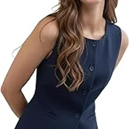 Women’s Stretch Waistcoat – Sleeveless Lightweight Round Neck Vest with Pockets | Ideal for Formal, Office, Casual, Party-image-10
