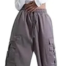 rivora Women's Cargo 6 Pocket Casual Cargo Trousers, Cotton Blend, Elastic Drawstring Waist-picture-11
