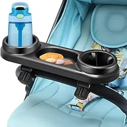KASTWAVE Universal Stroller Snack Tray with Cup Holder - Upgraded Non-Slip Clip, Large Capacity, Removable Design for Easy Use, Black-picture-18