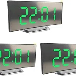 FABLOFT® 3pcs Ultra Large LED Display Screen Digital Mirror Alarm Clock Green-picture-32
