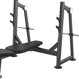 PowerMax Fitness GS-024 Olympic Flat Bench, Integrated Weight Storage, Reinforced Structure, Wear Covers, Heavy Duty Gabor Series, Home Gym Olympic Bench image 1