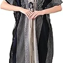 san apparels Cotton Kaftan Nighty for Women – Soft 100% Cotton Night Dress with Floral Print, Free Size, V-Neck, Adjustable Drawstring – Summer Sleepwear, Maternity Loungewear, Feeding Gown-picture-25
