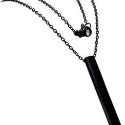 aconite Men's Jewellery 3D Cuboid Vertical Bar/Stick Stainless Steel Black Silver Locket Pendant Necklace Chain For Boys and Men-picture-15