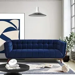 CRAFT HUB Luxurious Fabric 3 Seater Sofa for Living Room | Wooden 3 Seater Sofa Set Couch for Bedroom Hall Festival Gift | 1 Year Warranty (Blue)-image-39