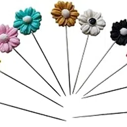 Safety Muslim Hijab Scarf Pin - Cute Flower Brooch Straight Head Multicolor Pack of 10-picture-20