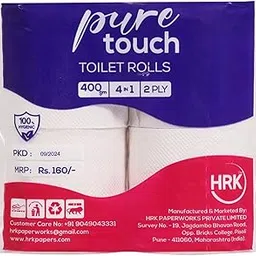 HRK SOFTEN Pure Touch Toilet Paper/Tissues Rolls, 2 Ply, Pack of 4 Rolls, (800 Pulls) Ultra-Soft, Highly Absorbent Tissue | Compatible with All Dispensers | Ideal for Home, Office & Restaurant Use-picture-11