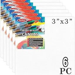 Variety 3 X 3 Inch Cotton Canvas Board for Painting, Pack of 6 Piece - White-picture-24