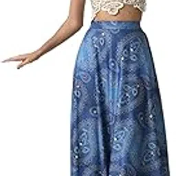 vagisha Printed Casual Long Western Skirts for Women's & Girls |Stretchy Flared Maxi Skirt|Elastic Waist Skirts|Western Ethnic Skirts image 1
