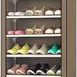 4-Tier Shoe Rack Organizer with Cover, 55 x 45 x 30 cm, Metal, Free Standing, Modern (yellow)-image-43