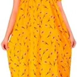 Women's Pure Cotton Nightwear Casual Nighty (Yellow FASHION-103 Free)-image-54
