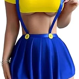 girlfriend Lingerie for Women Lovely Polyester college girl two piece top skirt Deep V Neck Teddy Babydoll Backless Lingerie babydoll Nightwear-picture-32