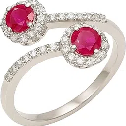 zisthi 925 Sterling Silver Ruby Bypass Ring for Women | Pure Silver Ring for Woman | Elegant Gift for Girls & Girlfriend-picture-16