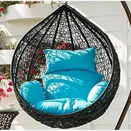 1 Seater Swing Chair Hammock Without Stand & Cushion Hanging Jhula for Outdoor|| Indoor|| Balcony||Home|| Patio|| Yard|| Garden (Black_ Sky Blue)-picture-12