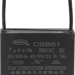 YOKIVE Ceiling Fan Capacitor CBB61, Metallized Polypropylene Film Capacitor Great for Fans Pumps Motors Running (7uF 250V AC 2 Wires 50/60Hz)-picture-56
