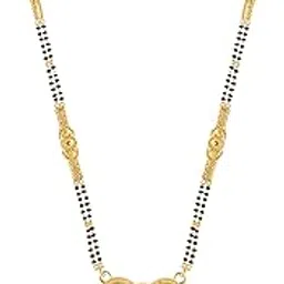 mansiyaorange Traditional Black Beads Long One Gram Gold Copper Alloy Multi Mangalsutra/Tanmaniya Vati/Nallapussalu For Women(30 INCH LONG)-picture-10