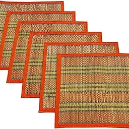 HASTASILPA Pooja aasan mats for Sitting on Floor | Kusha Grass Type Madurkathi Asan for God Idols | Puja mat for Mandir | Pack of 6 | 18 x 18 inches | Handmade and Natural-picture-11