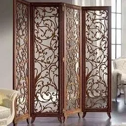 Handcrafted Wooden Partition for Room Separation | Foldable Privacy Screen for Living Room, Bedroom & Office 4 Panel (Natural Finish)-image-0