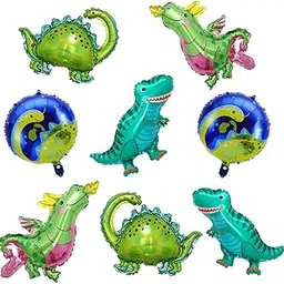 Pop The Party Dinosaur Theme Foil Balloons Decoration Pack Of 8 Pcs Large Dino Animals Foil Balloon Combo Set Party Decoration, Multi (Small)-image-96