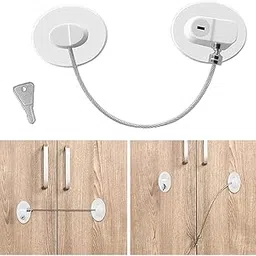 Fapiwen Child Lock for Drawers, Cabinet Lock, Safety Door Locks with Key for Cupboard,Cabinets,Fridge & Freezers,Child Security Locks,Childproof Your House,with Adhesive,Residue-Free(White),Pack of 1-image-87