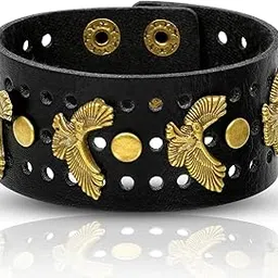 university trendz Leather Cuff Double Wide Bracelet Fashionable Rope Bracelet for Boys-picture-32