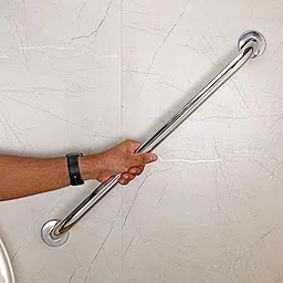 FORTUNE 24 Inch Stainless Steel Wall Mounted Grab Bar, Towel Bar, Bathtub Rails, Safety Hand Support Balance Handle Bars, Bathroom Accessories for Home, Hotel- Chrome Finish (24 Inch, Pack of 1)-image-22