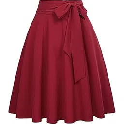mrugneni Faux Crepe Knee Length Skirt 573-picture-39