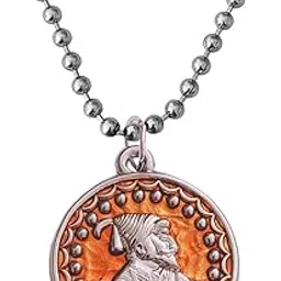 Religious Ch. Shivaji Maharaj Orange Zinc And Metal Pendant Necklace Chain For Men And Women SPn2023213-image-74