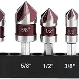 Countersink Drill Bits1/4'' 3/8'' 1/2'' 5/8'' 3/4'' Countersink Drill Bit Set with Bit Holder 82 Degree 5 Flute 1/4 Inch Hex Shank Quick Change Countersunk Bits for Metal Wood Plastic-picture-29