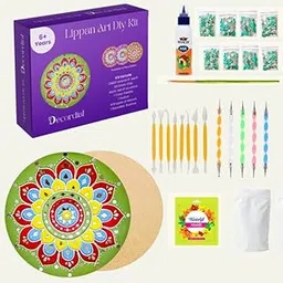 Decordial lippan Art Materials DIY kit with Four Designs Premarked MDF Board lippan dot Mandala kit lippan Tools Mosaic Mirror Art Christmas Decoration for Home-picture-17