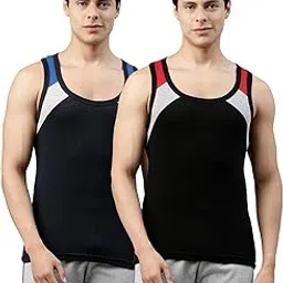 dixcy scott Originals Men's Cut & Sew Color Block On Shoulder Durable & Comfortable Squared Neck Sleeveless Regular Fit Tank Fit 100% Combed Cotton Gym Vest Innerwear (Pack of 2)-picture-18