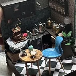 Cre8tive Art Miniature Coffee Shop Ready to Display. Handcrafted 1:12 Scale Dollhouse Gift for Valentine's Day,Wedding, Housewarming and Birthday Gifts .This is not DIY. Does not Include dust Cover.-picture-15
