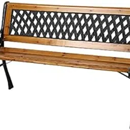 Spacepanda Oggon Heavy Duty Cast Iron and Wooden 3-Seater Bench for Garden and Outdoor (Brown)-picture-19